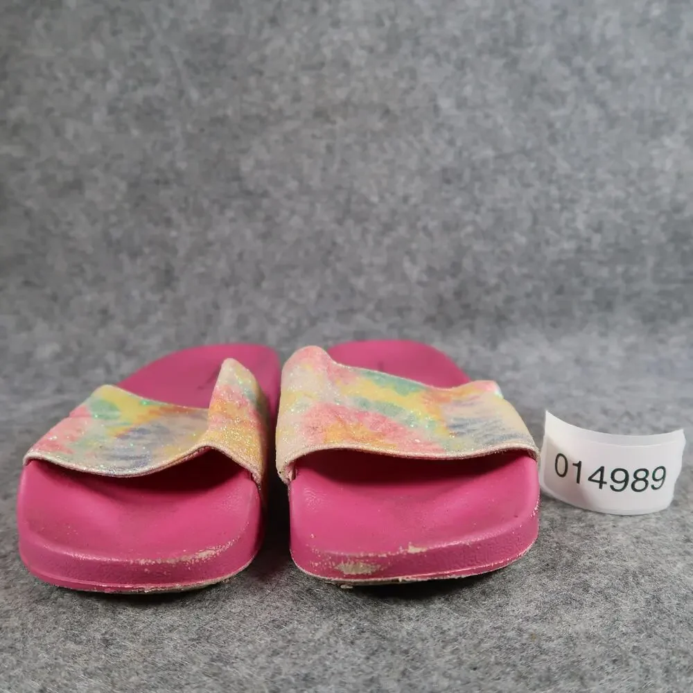 Madden Girl Shoes Kids 1 Sandals Slides Slip On Glitter Multicolor Pink Casual